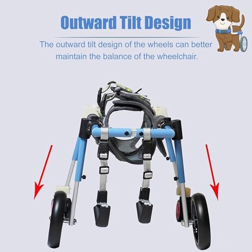 Dog Wheelchair 4 Wheels Disabled Doggie Assisted Walker, Assist Small/Medium/Large Pet Mobility Wheelchair, Dachshund Cat Rabbit Recovery Cart Equipment,Blue-L