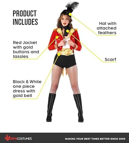 fun shack Womens Circus Ringmaster Costume, Lion Tamer Outfit for Women, Ringmaster Dress, costumes for women