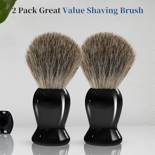 DEBETOOL 2Pack Badger Hair Shaving Brush - Professional Fast Lather Shaving Cream Brush for Sensitive Skin, Luxury Shave Brush for Men Gift