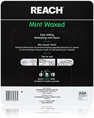 REACH Waxed Dental Floss,Mint,Plaque Remover for Teeth,Shred Resistant,Floss Slides Smoothly,Easy to Use,Waxed,Deep Cleaning Teeth,Oral Care,PFAS Free,for Adults & Kids,55 yd,(Pack of 3)