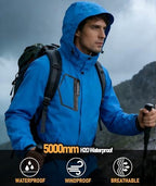 Men's Rain Jacket Waterproof Lightweight Hood jackets for Hiking Cycling Travel Raincoat S-6XL