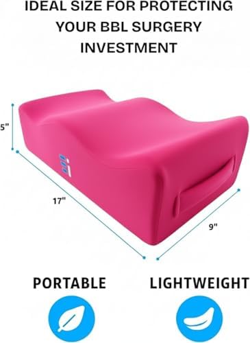 BBL Pillow After Surgery for Sitting - Brazilian Butt Lift Recovery Must Haves, Butt Pillow for Sitting After Surgery, Pain & Pressure Relief for Home, Office, Driving, BBL Supplies & Accessories Pink