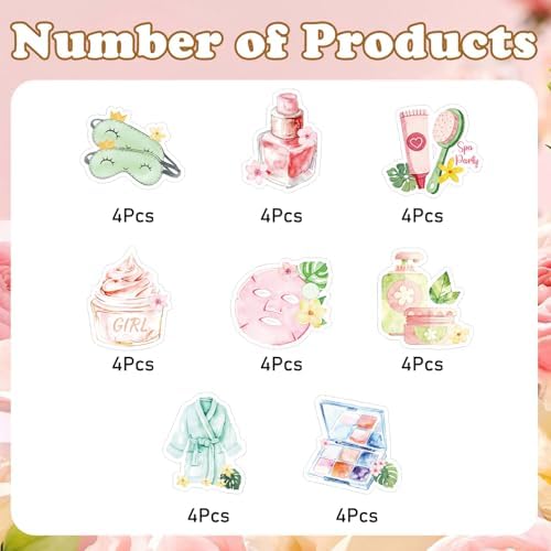 Spa Cupcake Toppers Party Decorations, 48PCS Sleepover Happy Birthday Cupcake Picks Decoration, Slumber Pajama Themed Cupcake Decor for Girls Women Woman
