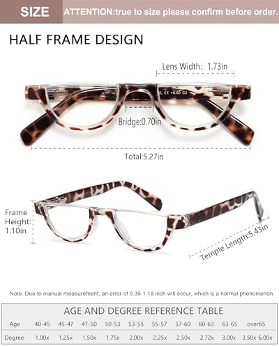 EYEURL Half Frame Reading Glasses for Women-5 Pack Blue Light Blocking Glasses Fashion Rimless Computer Readers for Women Anti UV Ray Eyeglasses with Spring Hinges,2.5