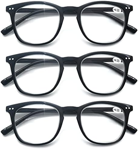 3 Pack Reading Glasses Women Men Stylish Oval Readers Flexible Spring Hinge Black Glasses Reading +1.50