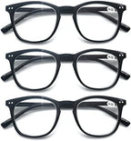 3 Pack Reading Glasses Women Men Stylish Oval Readers Flexible Spring Hinge Black Glasses Reading +1.50