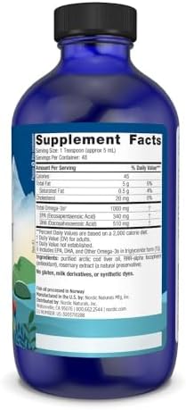 Nordic Naturals Arctic Cod Liver Oil, Unflavored - 8 oz - 1060 mg Total Omega-3s with EPA & DHA - Heart & Brain Health, Healthy Immunity, Overall Wellness - Non-GMO - 48 Servings