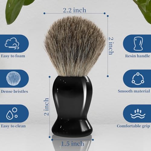DEBETOOL 2Pack Badger Hair Shaving Brush - Professional Fast Lather Shaving Cream Brush for Sensitive Skin, Luxury Shave Brush for Men Gift