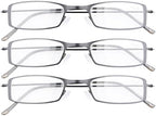 Eyekepper 3-Pack Unique Lightweight Stainless Steel Frame Reading Glasses for Men and Women Black +2.25