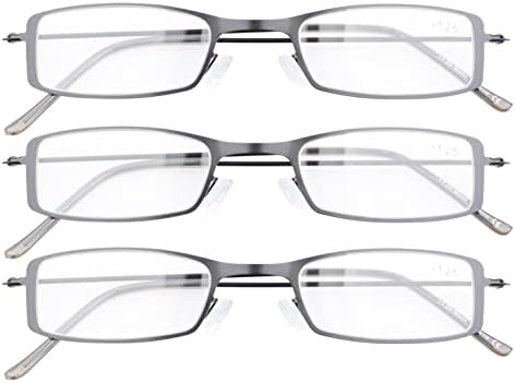 Eyekepper 3-Pack Unique Lightweight Stainless Steel Frame Reading Glasses for Men and Women Black +2.25