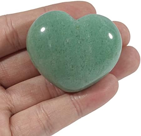 Heart Shaped Crystal Stone - Polished Gemstone Pocket Worry Stone, Natural Crystal Heart Gift for Valentine Mothers Day Decor, 1.8 Inches Green Aventurine