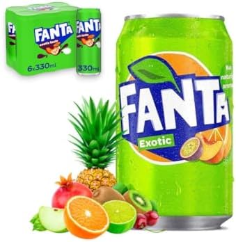 Fanta Soft Drink Exotic Flavor (Passion fruit, Peach, Orange) From Denmark 330ml Each Can (Case of 24)