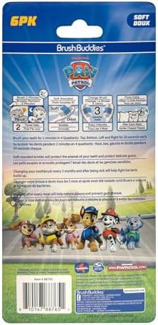Brush Buddies Paw Patrol Kids Toothbrushes, Manual Toothbrushes for Kids, Toothbrush for Kids 4+, 6PK