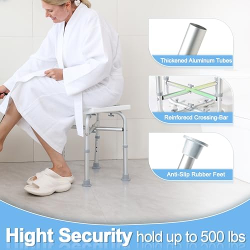 Heavy Duty Shower Chair for Inside Shower, Padded Shower Seat for Adults, Adjustable Bath Chairs for Bathtub, Shower Stool for Elderly/Senior/Handicap/Pregnant