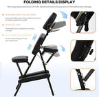 Folding Massage Chair, Portable Therapy Tattoo Chairwith 4 Inches Thickness Sponge,Ergonomic Adjustable Lightweight Beauty Chair for Tattoo, Spa, Salon and Treatment