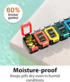 Weekly Pill Organizer 1 time a Day – Pill Box 7 Day with Enhanced Waterproof Seal, Large compartments Hold Big Vitamins & Supplements, Upgraded Locking lids, for Home & Travel use, Durable Hard case