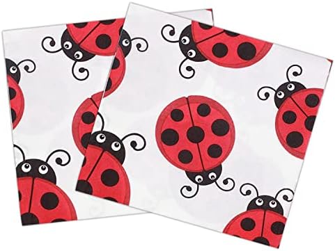 Ladybug Napkins - Disposable Ladybirds Paper Napkins, Black Red Little Lady Beetle Party Supplies for Boys Girls Birthday, Baby Shower, Mother’s Day, Kindergarden Party 40count