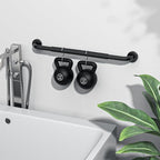 2 Pack 24 Inch Black Shower Grab Bar w/Anti Slip Rubber Grip,ZUEXT Stainless Steel Bath Grab Bar,Bathroom Balance Bar,Wall Mount Safety Handrail Support,Handicap Injury Elderly Senior Assist Handle