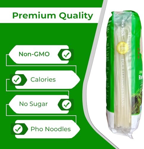 3MM Rice Stick Noodles (Authentic) | Pack of 3 | 1LB 454g Per Pack | Use For Pad Thai & Pho | DIY Cooking Instructions Included | Four Elephants Brand