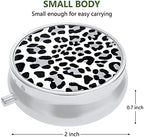 Nipichsha Pill Box, Small Pill Case for Purse & Pocket, Cute Travel Medicine Organizer, Portable Medicine Container Holder to Hold Vitamins, Medication, Fish Oil & Supplement, White Leopard