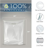 20x24 Clear Plastic Merchandise Bags, Glossy Finish, Extra Large Retail Size, 100 Pack, 2 Mil Thick, with Die-Cut Handles by PPB