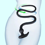 Romi Long Anal Plug Hollow Realistic Dildo Flexible Liquid Silicone Shower Enema Douche Anal Enema Kit Vaginal Cleaner Prostate Massager G-spot Stimulation for Men Women Couple (Black) (Long)