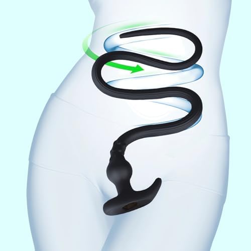 Romi Long Anal Plug Hollow Realistic Dildo Flexible Liquid Silicone Shower Enema Douche Anal Enema Kit Vaginal Cleaner Prostate Massager G-spot Stimulation for Men Women Couple (Black) (Long)