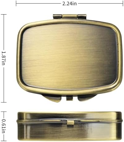 Urekt Small Pill Case,(2 Pack) 2 Compartment Pill Box with Mirror Portable Pill Box for Purse, Mini Pill Container Medicine Case for Vitamin, Cod Liver Oil, Supplement (Silver, Bronze)