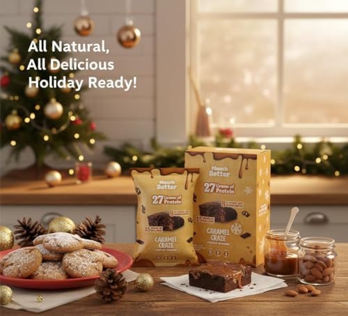 Munch Better PB Blast! Protein Brownies – 15g Protein, Gluten-Free, Low Sugar, Soft Baked Peanut Butter Brownie Bars, 7g Collagen, Clean Ingredients – 12 Count Box, Individually Wrapped for Convenience