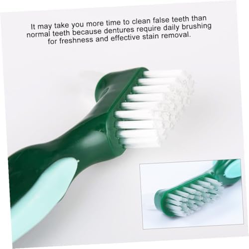 Beavorty 3pcs Dual Head Denture Brushes Hard Bristles Non Slip Handle Ergonomic Design for False Teeth Cleaning and Stain Removal Denture Care Toothbrush for Adults