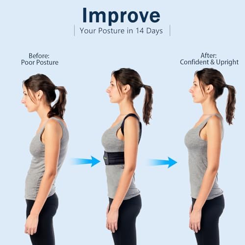 Professional Posture Corrector for Men & Women, Maximum Support Back Brace, Adjustable & Rigid for Upper Back Pain, Shoulder Relief, Spine Alignment, Stops Slouching, Extra Large(39-50 in)