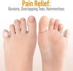 5 STARS UNITED Pinky Toe Spacers for Men & Women – 4 Gel Separators for Overlapping & Curled Little Toes, Bunions, Alignment - Diabetic Foot Care, Silicone Spreader, Corrector & Straightener, Clear