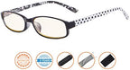 CessBlu UV Protection Computer Reading Glasses with Polka Dots Pattern Blue Light Filter Reader Eyeglasses for Women(Black)+2.5