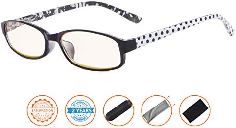 CessBlu UV Protection Computer Reading Glasses with Polka Dots Pattern Blue Light Filter Reader Eyeglasses for Women(Black)+2.75