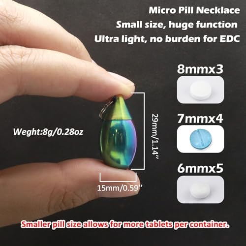Pill Holder Necklace Nitro Pill Case Titanium Pill Container Necklace for Men Women Christmas Gifts Stocking Stuffers Waterproof Pill Holder Emergency Aspirin Small Pill Box W/Chain Tiny Fob