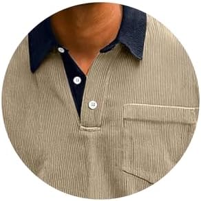 Men's Corduroy Sweatshirts Casual Long Sleeve Polo Shirts Lightweight Quarter Button Collared Golf Tops