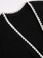CIDER Knit V-Neck Solid Contrasting Binding Cardigan