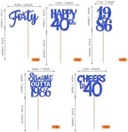 30 PCS 40th Birthday Cupcake Toppers Glitter Forty Happy 40th Straight Outta 1986 Cupcake Picks for Cheers to 40 Fabulous 40th Birthday Anniversary Party Cake Decorations Supplier Blue