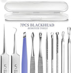 Teenitor 7 Pcs Pimple Popper Tool Kit, Surgical Grade Blackhead Remover Tools, Ingrown Hair Tweezers, Blackhead Extractor Pimple Extractor, Black Head Remover for Face