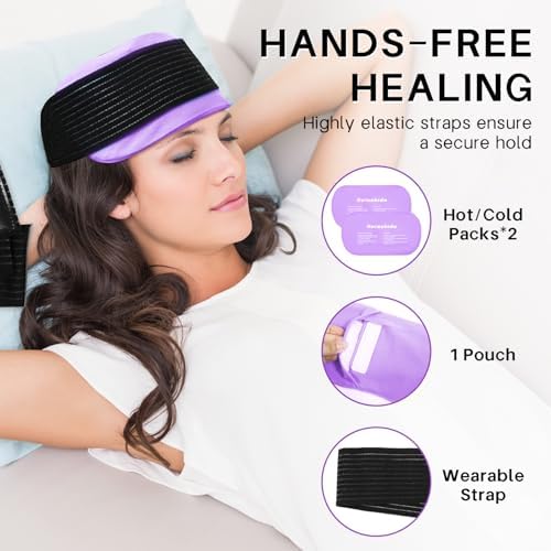 Ice Packs for Injuries Reusable Gel 2 Hot Cold Compress Therapy Pack with Adjustable Strap Soft Ice Wraps for Ankle Knee Leg Neck Shoulder Wrist Feet Back Pain Relief (Purple, Medium 10 x 5.5 Inch)