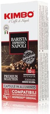 KIMBO - Barista Espresso Napoli Coffee capsules Intensity 10 / Medium-Dark Roast - Box of 100 Capsules Compatible With Nespresso Original