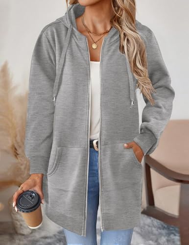 Zeagoo Women's Zip Up Hoodies Long Tunic Sweatshirts Oversized Fleece Casual Long Sleeve 2026 Fall Hoodie Jacket Coat