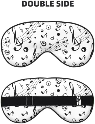 Black Music Notes Sleep Mask Eye Mask with Adjustable Strap Eye Sleep Shade Cover Blocks Light for Women Men Airplane Travel Nap