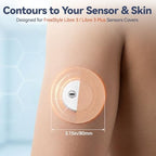 Freestyle Libre 3/Libre 3 Plus Sensor Covers, Non-Adhesive Center, Acrylic Pressure-Sensitive Adhesive, Breathable Waterproof Latex-Free, 24-Pack CGM Adhesive Patches, Low-Profile Fit(Nude)