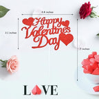 1Pcs Happy Valentine's Day Cake Topper, Glitter Cake Bunting Decor Sweet Love Be Mine Valentines Cake Picks for Valentine's Day Theme Party Decorations Supplies(Red)