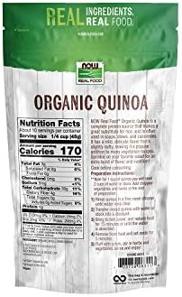 NOW Foods, Organic Quinoa Whole Grain, Gluten-Free, Ancient Grain, Source of Protein and Fiber, 16-Ounce (Packaging May Vary)
