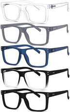 Eyekepper 5-pack Oversized Reading Glasses Square Large Frame Readers for Men and Women - Include Grey Frame +2.50