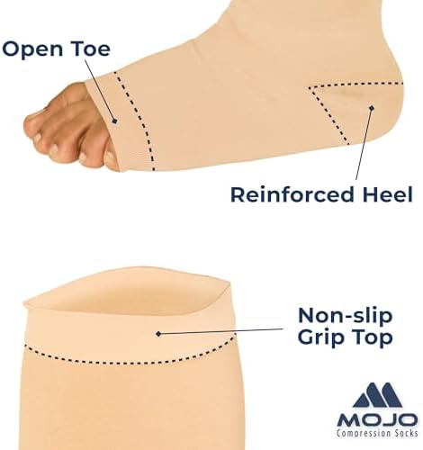 Mojo Toeless Compression Socks for Women and Men 20-30 mmHg Open Toe - AB211