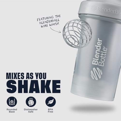 BlenderBottle Classic V2 Shaker Bottle Perfect for Protein Shakes and Pre Workout, 28-Ounce, Pebble Grey
