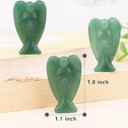 Green Aventurine Angel Crystal Statue,Hand-Carved Polished Angel Figurines Healing Crystal Decor,Green Cute Guardian Angel,Home Office Decoration Christmas Meditation Spiritual Gifts for Women